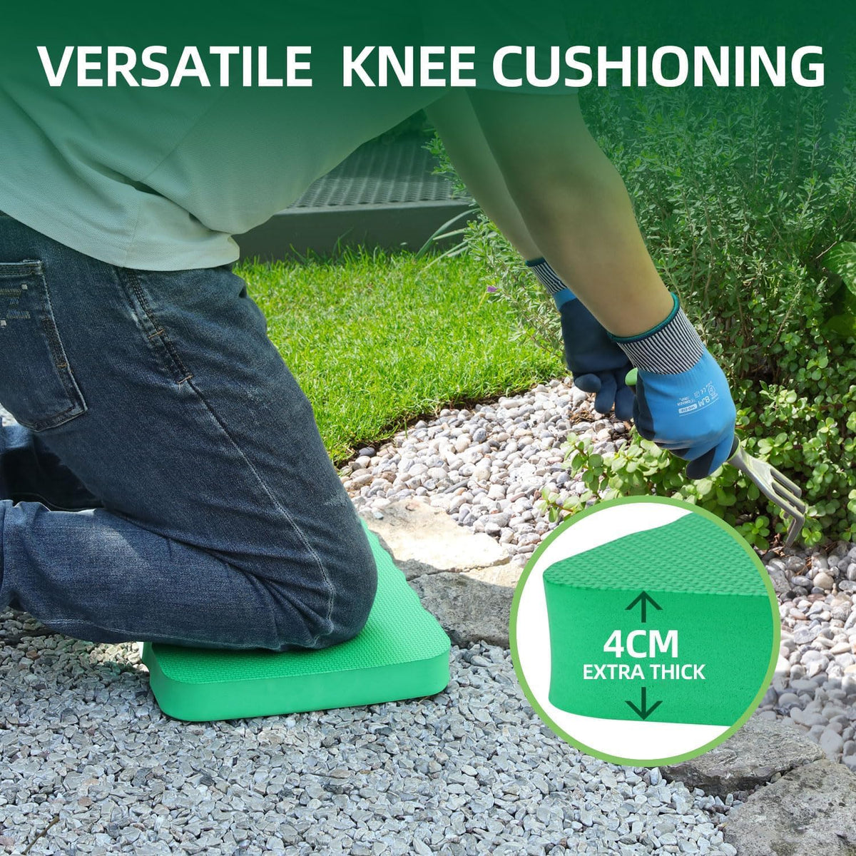 Ohuhu Premium Thick Kneeling Pad, 2-Pack Large Comfortable Gardening Knee Mat with 2 Different Surfaces, Extra Thick Knee Cushion Kneeler for Gardening, Work, Baby Bath, Exercise