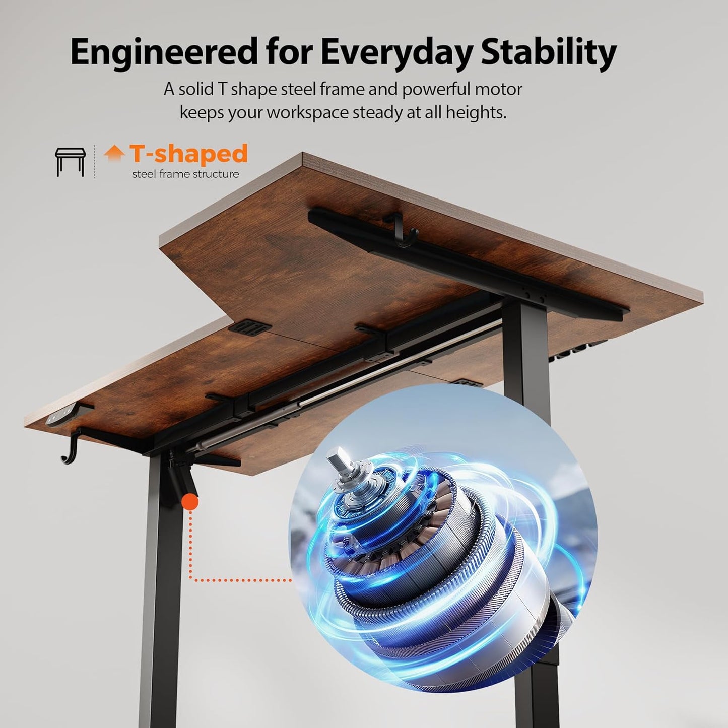 Agilestic Electric Standing Desk, Height Adjustable Desk, 55 x 32 Inch Sit Stand up for Work Office Home, L Shaped Ergonomic Rising Computer Table with Memory Preset, Rustic Brown