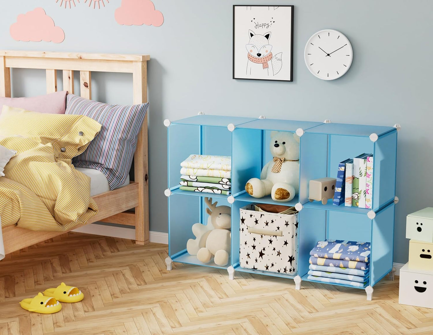 HOMIDEC Closet Organizers and Storage, 9 Cube Storage Organizer, Portable Closet Organizer Storage Cubes Shelves, Blue