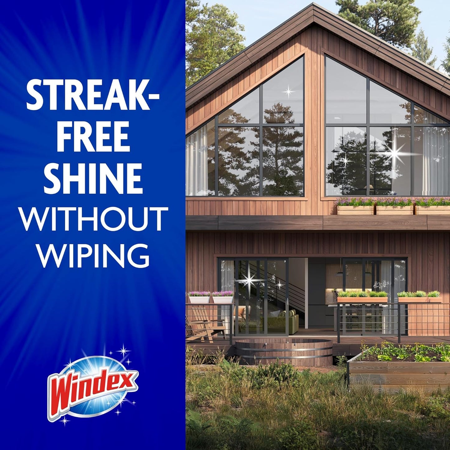 Windex Outdoor Window and Glass Cleaner for Hose Ammonia Free, Concentrated Formula for Deep Outdoor Clean, Patio Cleaner, Compatible With All Hoses, 32 Fl Oz (Pack of 2)