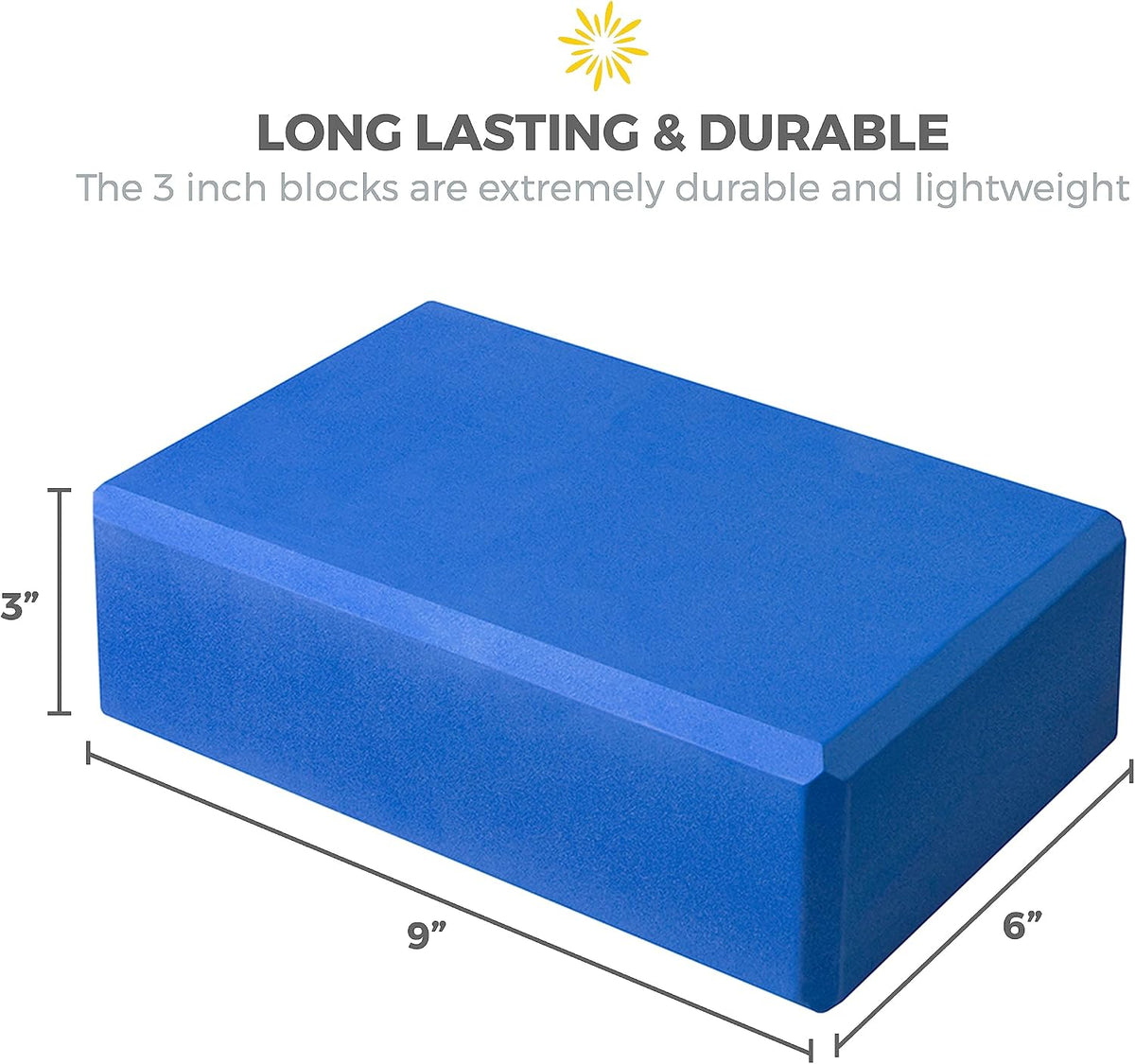 3in Yoga Blocks Bulk, 10 Pack, 3x6x9in | Bulk Workout Brick for Stretching, Pilates, and Workout, Firm and Supportive Exercise Blocks for Home, Schools, and Studios