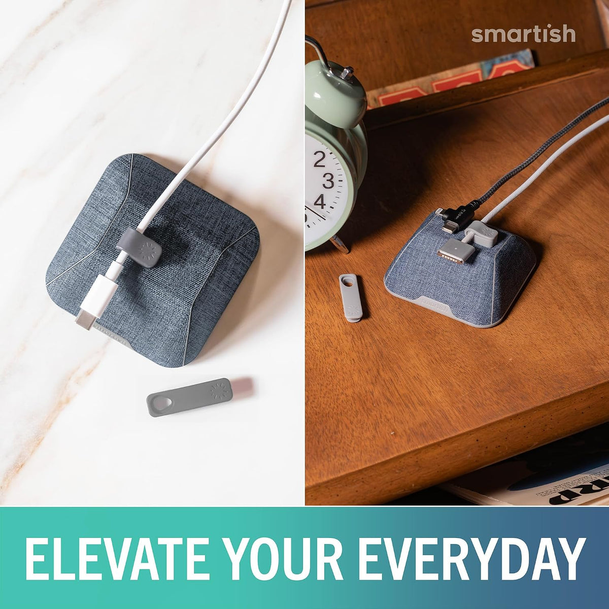 Smartish Magnetic Cord Holder, Cable Wrangler, Nightstand & Desk Organizer