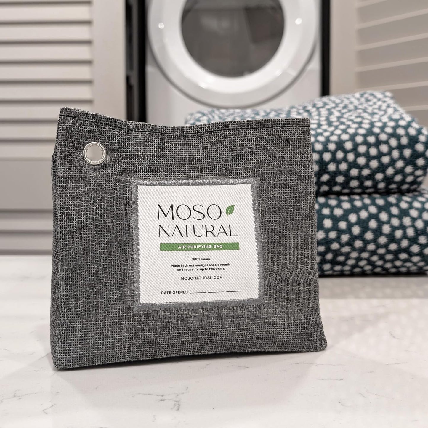 Moso Natural Air Purifying Bag 300g, Premium Charcoal Odor Absorber & Deodorizer for Closets, Bathrooms & Small Spaces — Lasts 2 Years, Pet Odor Eliminator for Home, Unscented Bamboo Charcoal Bag