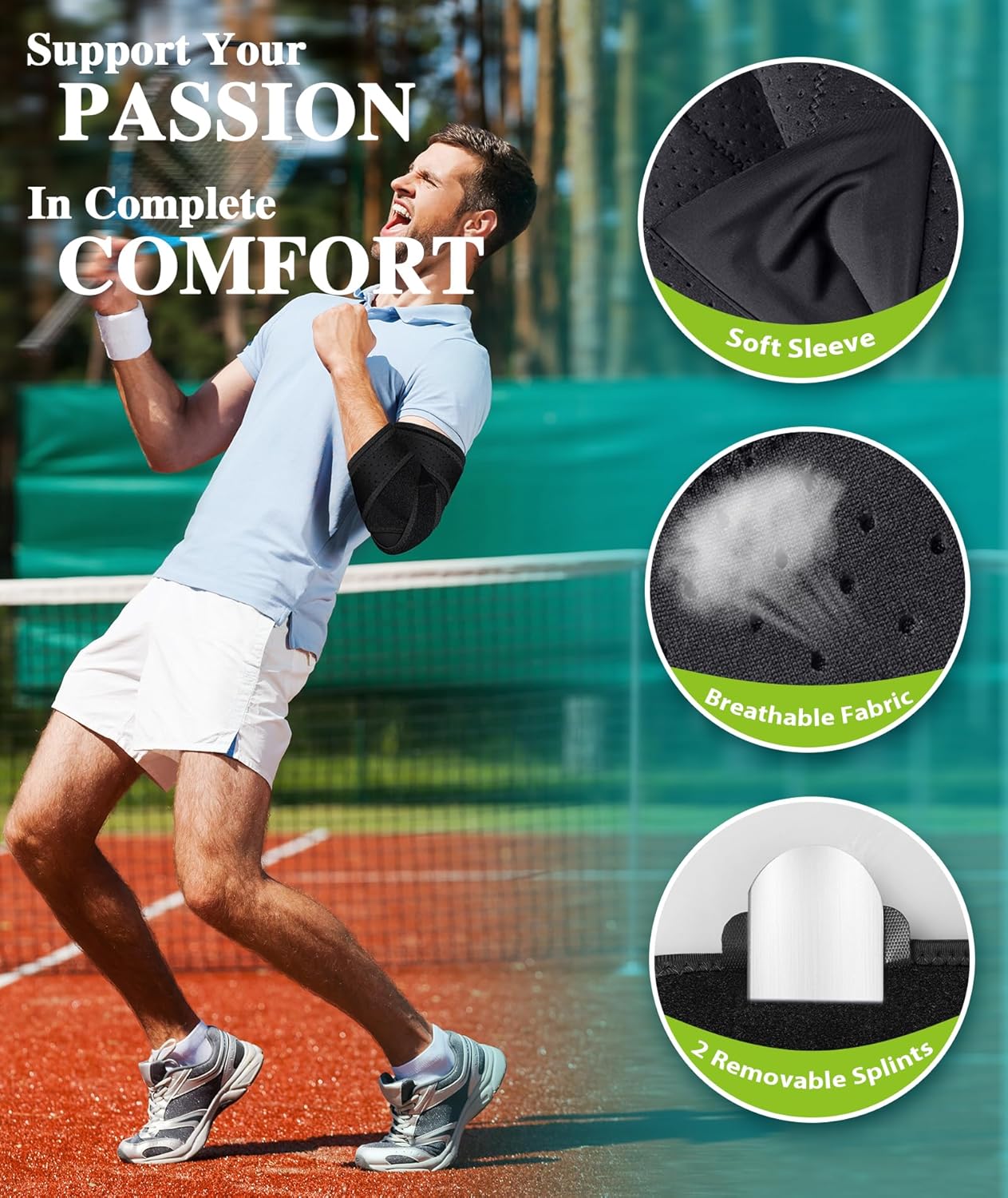 Oyakin Elbow Brace for Cubital Tunnel, Ulnar Nerve Entrapment brace, Adjustable Elbow Splint for Sleeping, Tendonitis, Tennis Elbow, Comfortable Stabilizer Support for Women and Men Fit Most