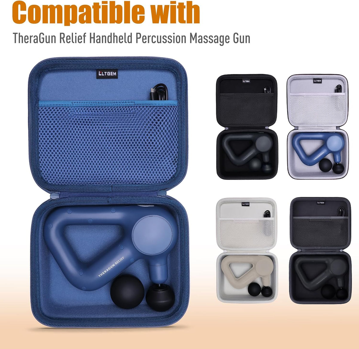 LTGEM Massage Case Compatible with TheraGun Relief Handheld Percussion Massage Gun/Neck/Back/Leg/Shoulder Massage Gun - Travel Protective Carrying Storage Bag, Black (Case Only)