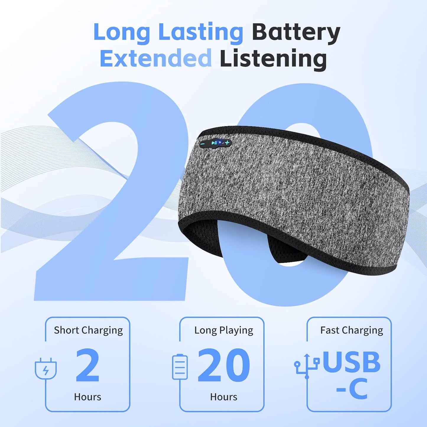 2 Pack Sleep Headphones Bluetooth 6.0 Headband, 20Hr Headband Headphones with HD Stereo Speakers, Sports Wireless Earphones for Side Sleepers Workout Yoga Travel Meditation, Gifts for Women Men