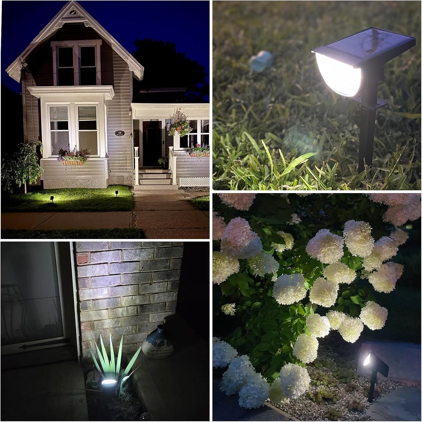GKGG Solar Lights Outdoor Waterproof IP65, Solar Powered 76 LED 3 Lighting Modes Solar Spot Lights Outdoor for Yard Garden Landscape Pathway (Cool White, 4 Pack)