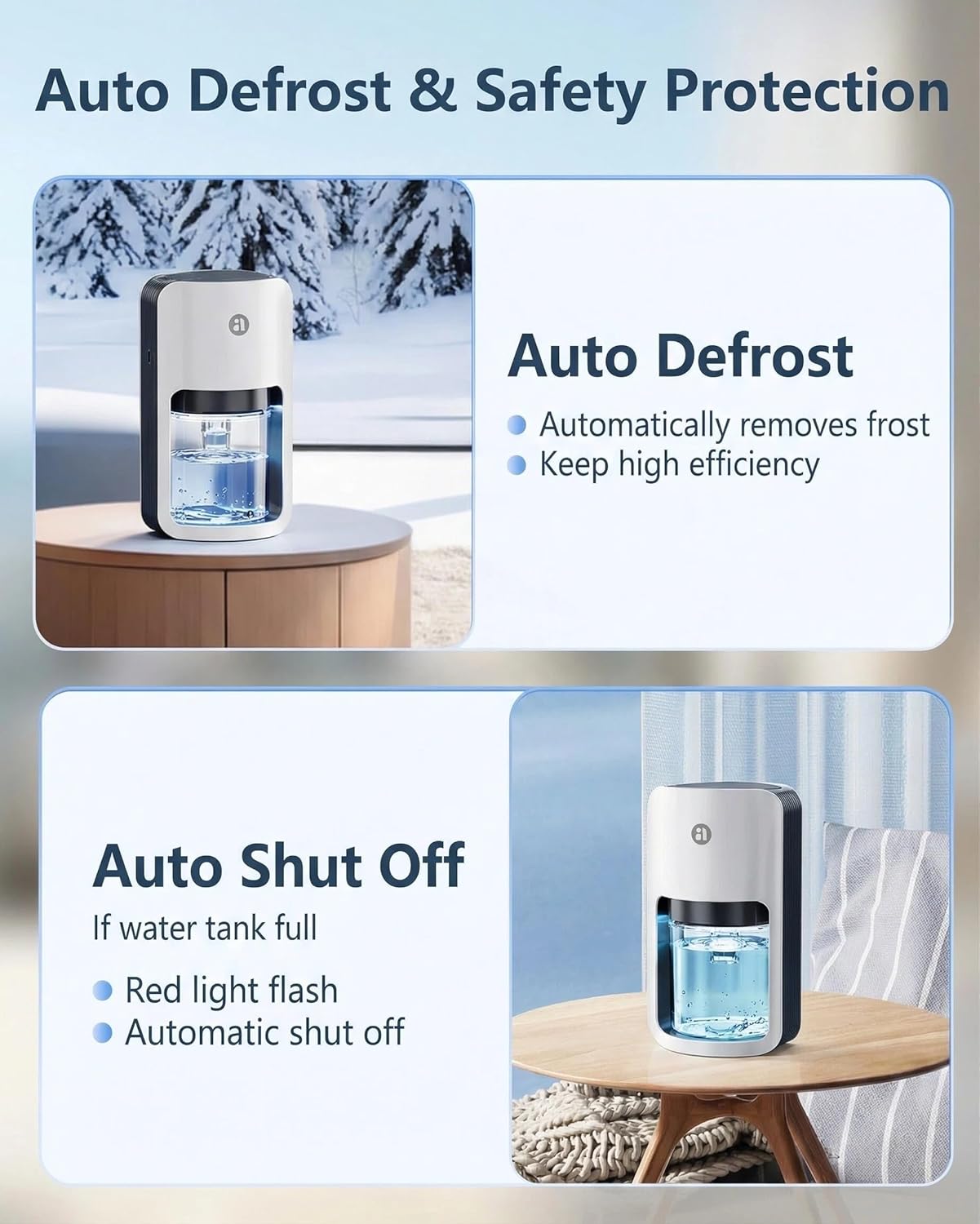 Small Dehumidifier for Bedroom, 42oz Dehumidifier with Auto Shut Off, Quiet Portable Dehumidifier for Bathroom, Closet, RV, 7 Color Night Light