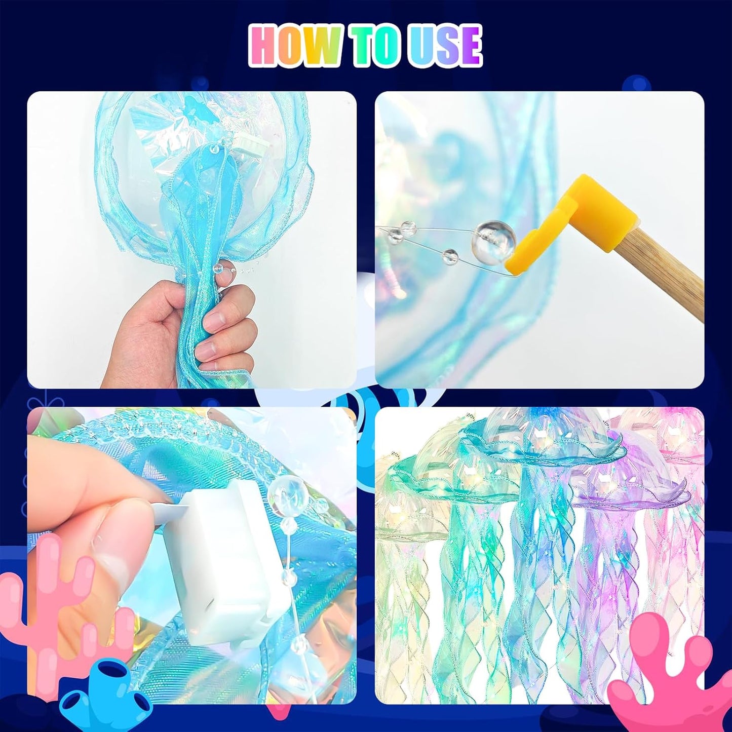 Jellyfish Decor - 10 Pcs Light Up Jellyfish Lanterns, Hanging Jelly Fish Decorations for Mermaid Birthday Decorations & Under The Sea Party Decorations, Ocean Themed Supplies Gifts