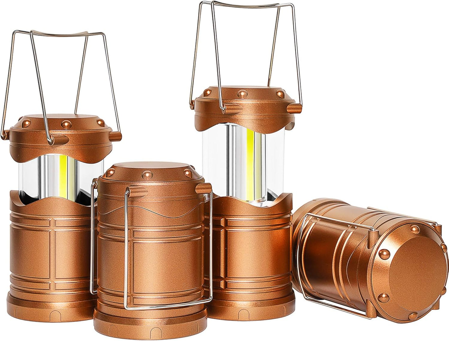 Lichamp LED Camping Lantern, 4 Pack Battery Powered Flashlight for Power Outages, Portable Collapsible Hanging Light Essential for Home, Outdoor, Emergency Lamp Survival Kit Gear for Hurricane, Gray