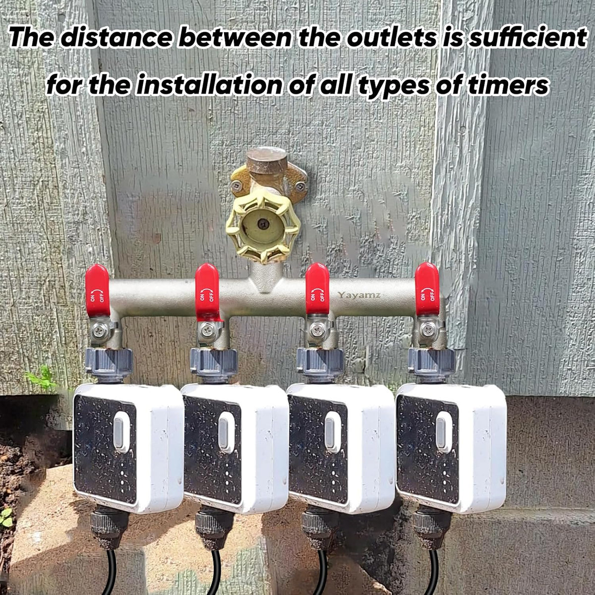 4 Way Garden Hose Splitter, 3/4" GHT Water Spigot Splitter (Red)
