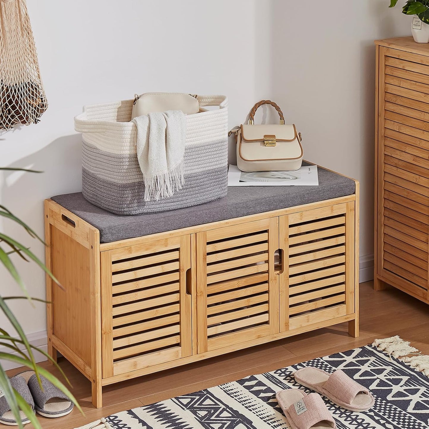 OIASKET Storage Baskets for Organizing, Woven Baskets for Shelves, Rectangle Decorative Organizer for Storage Clothes, Toy, Books, Towels Nursery Bins 3 Pack (Gradient Grey, 15.75"x11.8"x9.85")