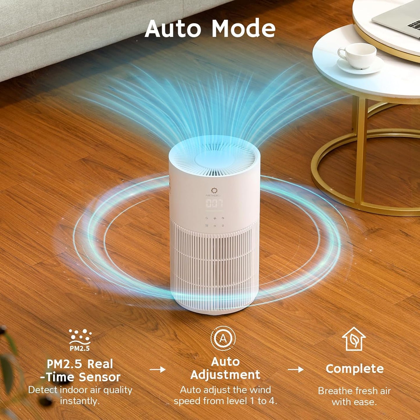 Airthereal 2-in-1 Air Purifier & Humidifier Combo for Large Room up to 1200 ft², 3-Stage Filters, Air Quality Monitor and Quiet Sleep Mode, Evaporative Humidifier with Hygrometer, iF Design Award 2026