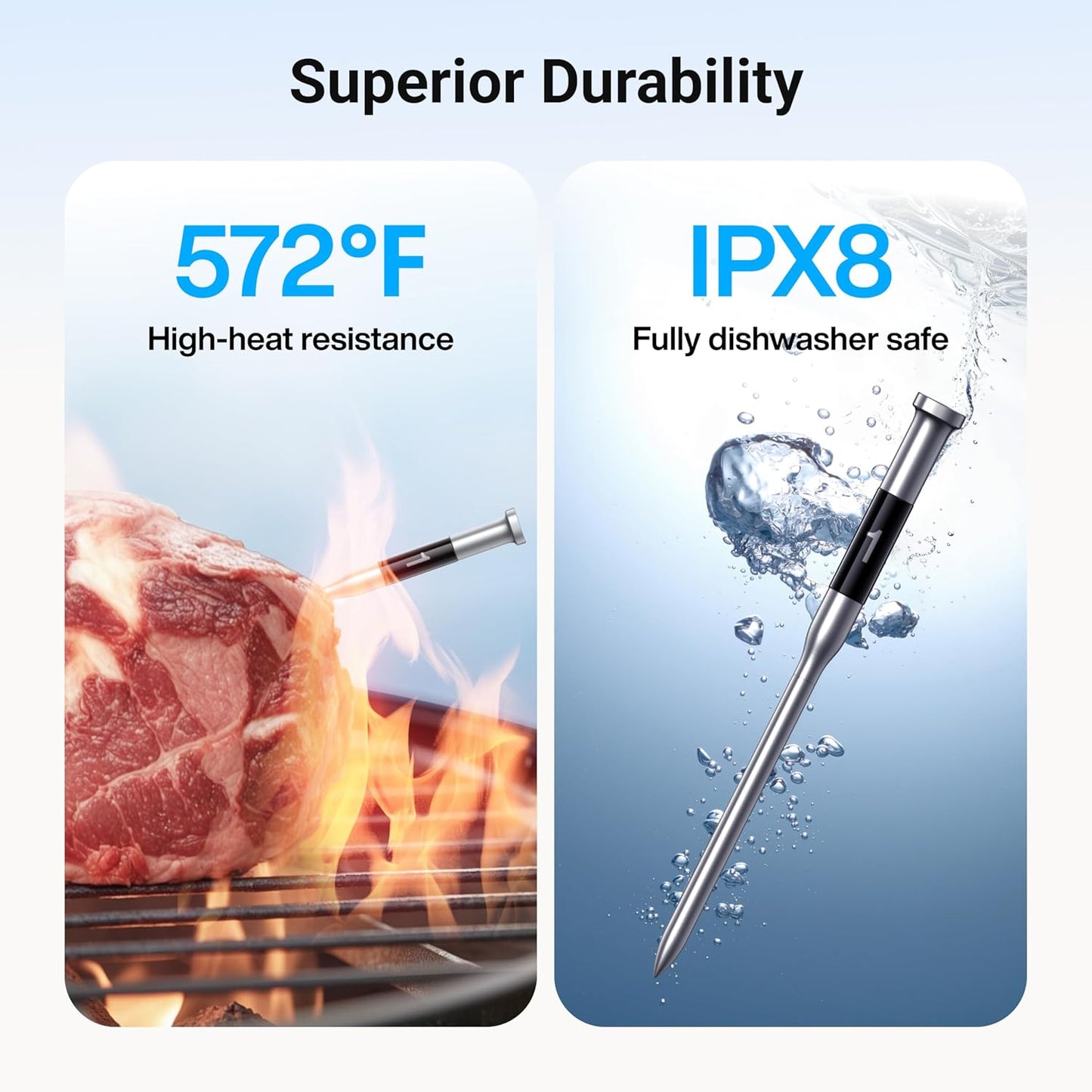 ThermoMaven Smart Bleutooth Wireless Meat Thermometer, Standalone Base, WiFi Unlimited Range, NIST Certified Accuracy, Smart App Alerts for Grill, Oven, Smoker, BBQ, Gray