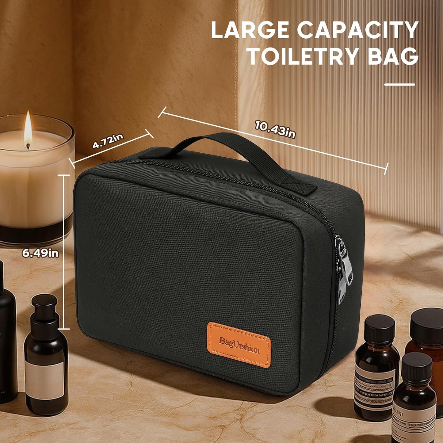 Father Day Gift for Dad Husband Toiletry Bag for Men Travel Essentials Shaving Bag Kit Accessories Birthday Groomsmen Anniversary Retirement Gifts for Men Him Boyfriend Son -Black Lining