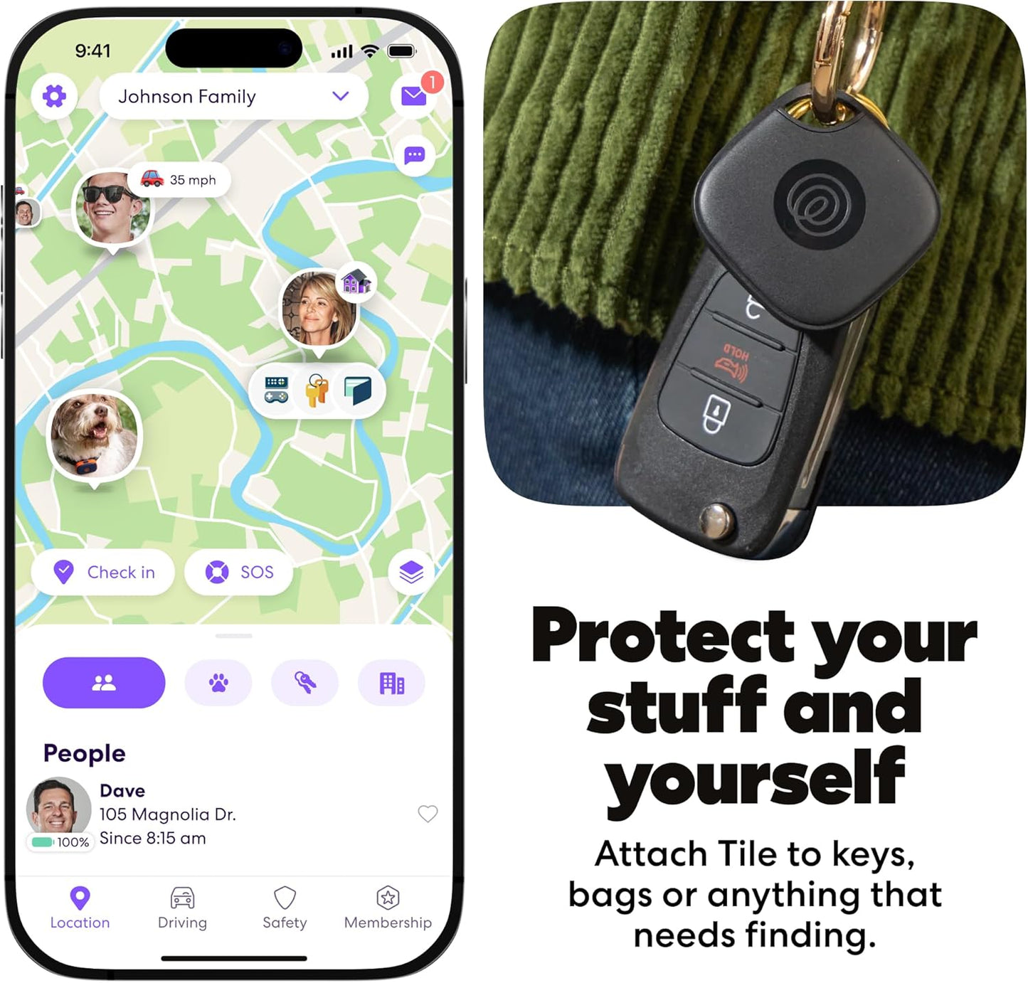 Life360 Tile Essentials - Bluetooth Trackers & Item Locators for Keys, Wallets, Remotes & More; Easily Find All Your Things. Both iOS and Android Compatible. 4-Pack (Mates/Slim/Sticker)
