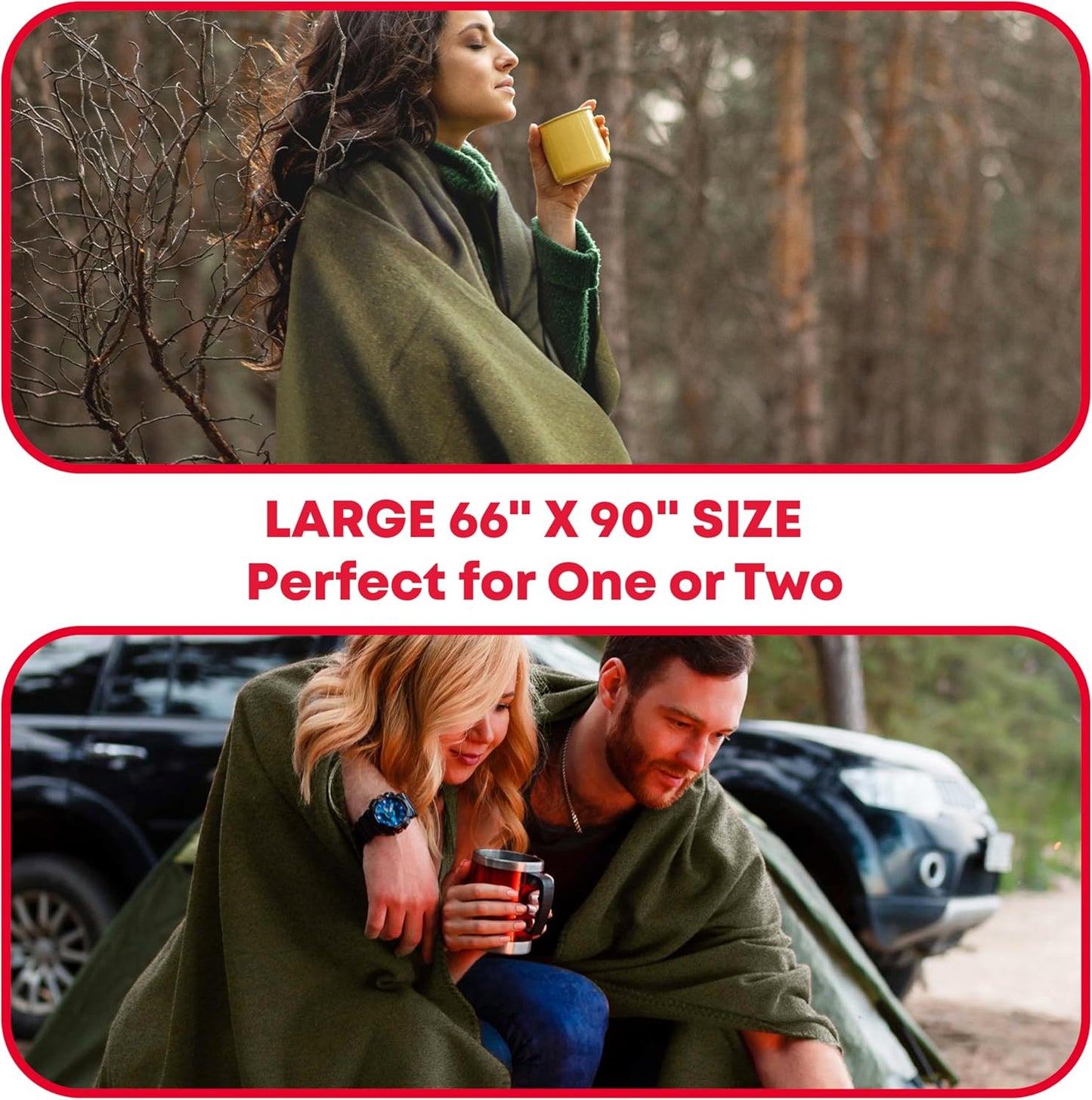 Olive Drab Green Warm Fire Retardant Blanket, 66" x 90" (80% Wool)-US Military Style