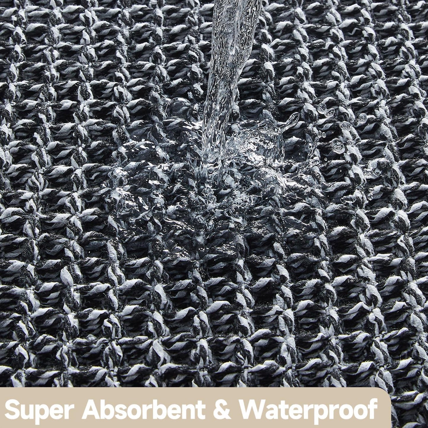 TYUU Black and White Bathroom Rugs, Waffle Bath Mat Non Slip Washable Super Absorbent Quick Dry Boho Farmhouse Bathroom Decor, 30"x20" Black and White