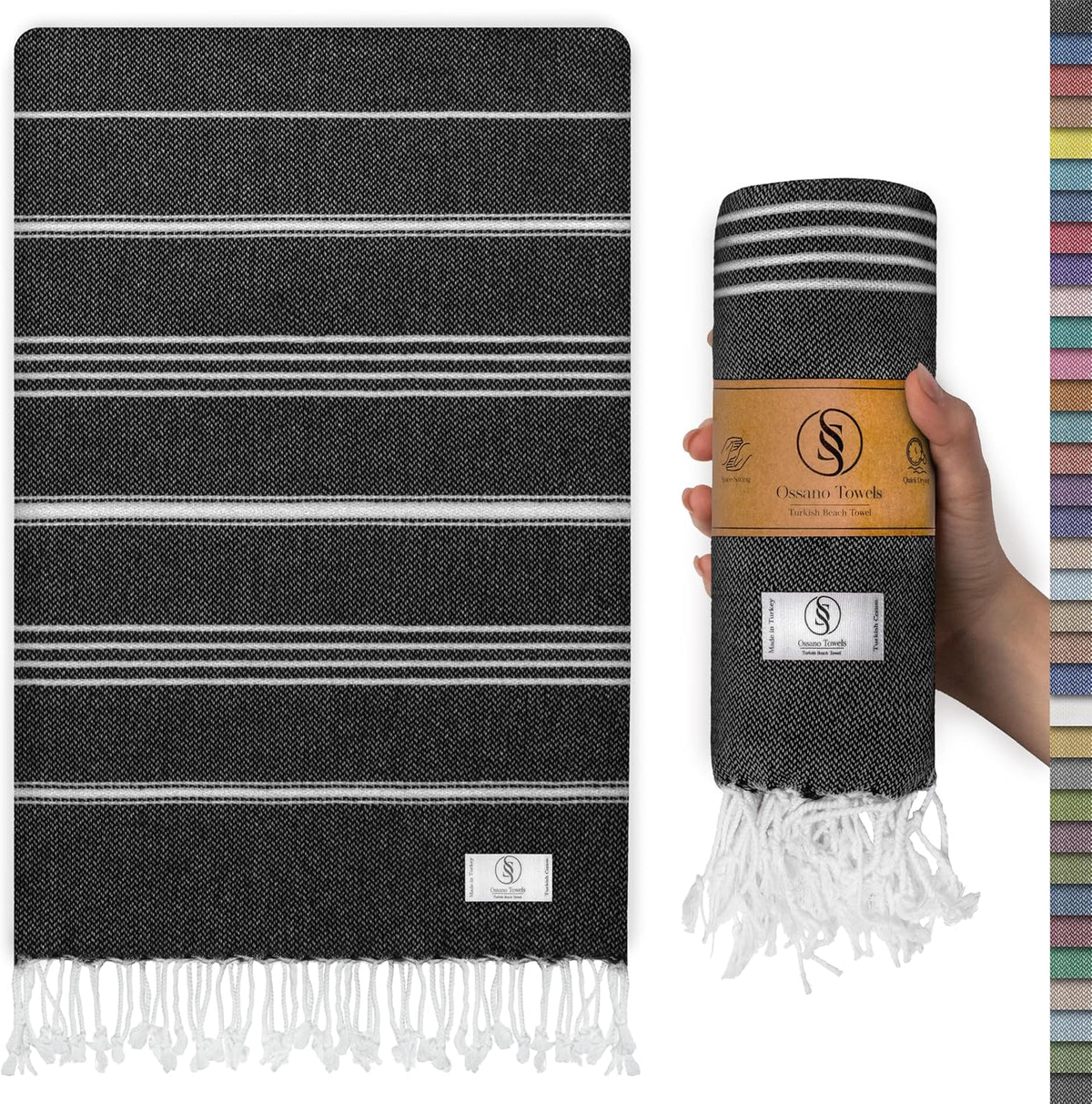 Ossano Turkish Beach Towel Soft & Luxury Extra Large (39" x 71") - Quick Dry, Versatile and Functional as Travel, Outdoor and Picnic Blanket, Yoga, Pool and Bath Towel - Magenta