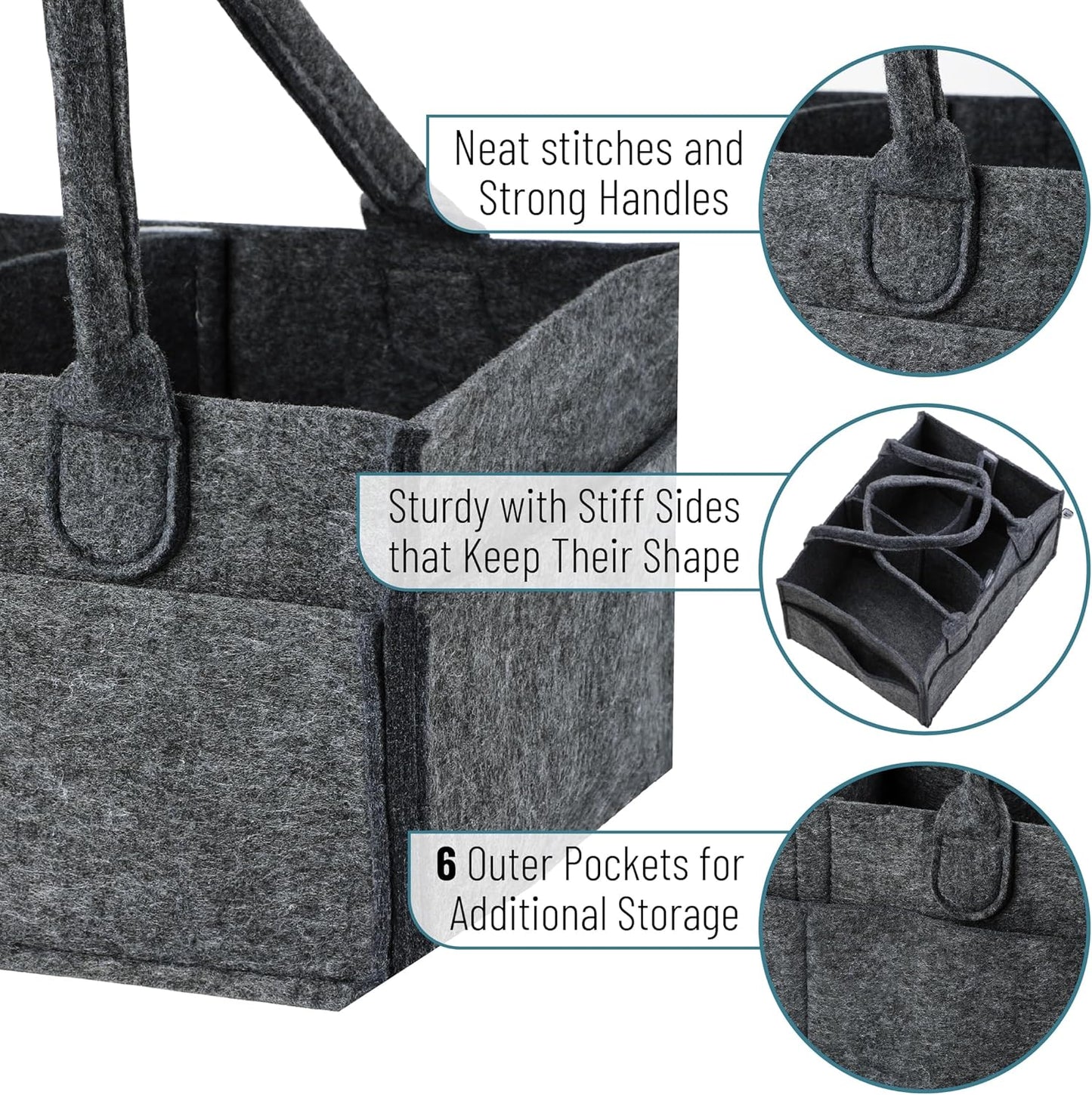 Mr. Pen- Baby Diaper Caddy Organizer, Charcoal Gray, Nursery Storage Bin and Car Organizer for Diapers and Baby Wipes
