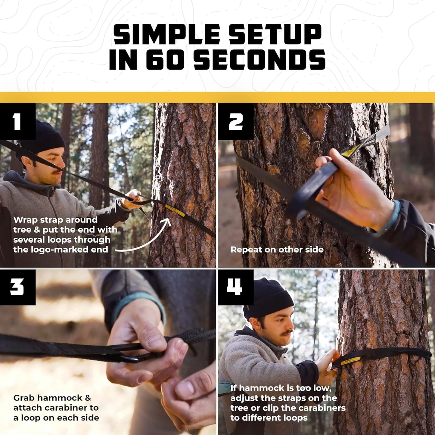 Wise Owl Outfitters Camping Hammock – up to 500lbs Portable Hammock with Tree Straps - Travel, Backpacking, Hiking, Outdoors Camping Gear - Single or Double