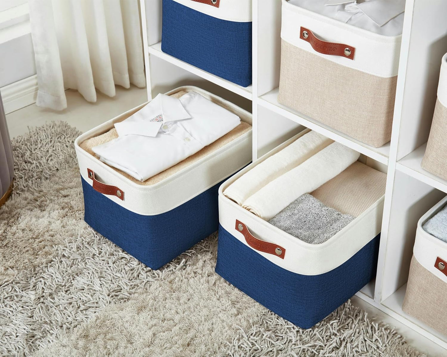 DECOMOMO Storage Bins, Large Fabric Storage Baskets for Shelves 3 Pack