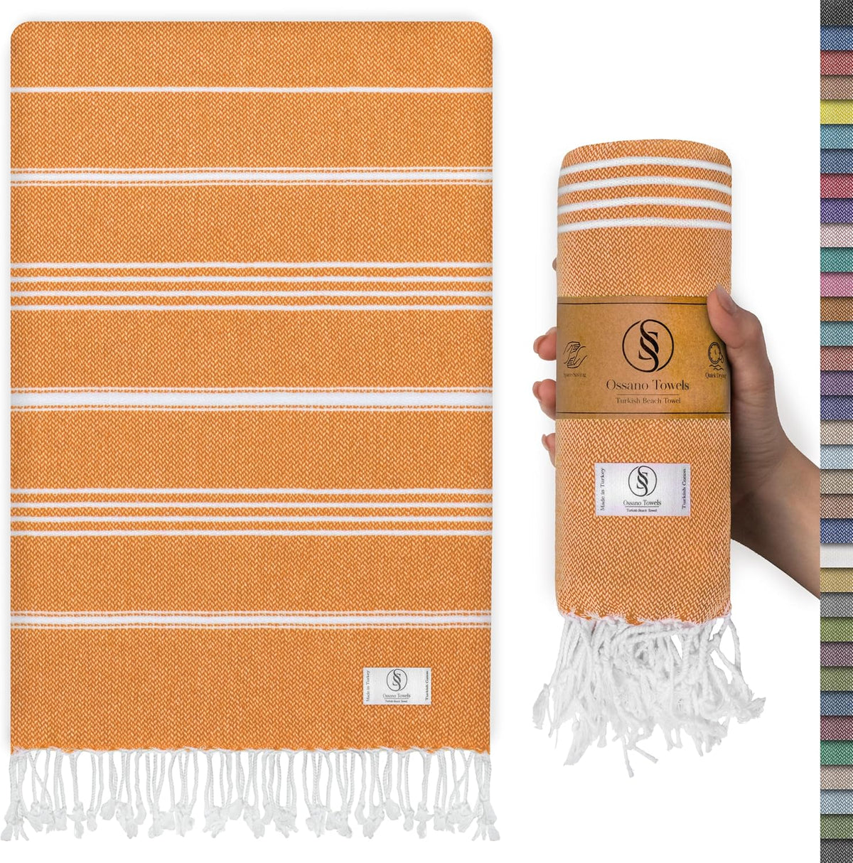 Ossano Turkish Beach Towel Absorbent & Quick Dry Oversized (39" x 71") - Decorative, Versatile and Functional as Yoga Mat, Beach Blanket, Bath, Travel, Airplane and Gym Towel - Black