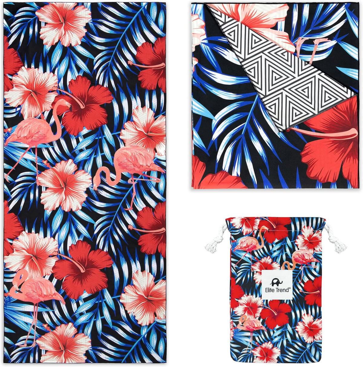 Quick Dry Towel Extra Large 78x35 Inch - Microfiber Beach Towel - Perfect for Beach, Travel, Swimming, Pool, Yoga, Hiking, Camping - Lightweight, Fast Drying, Compact for Adults (Flamingo)