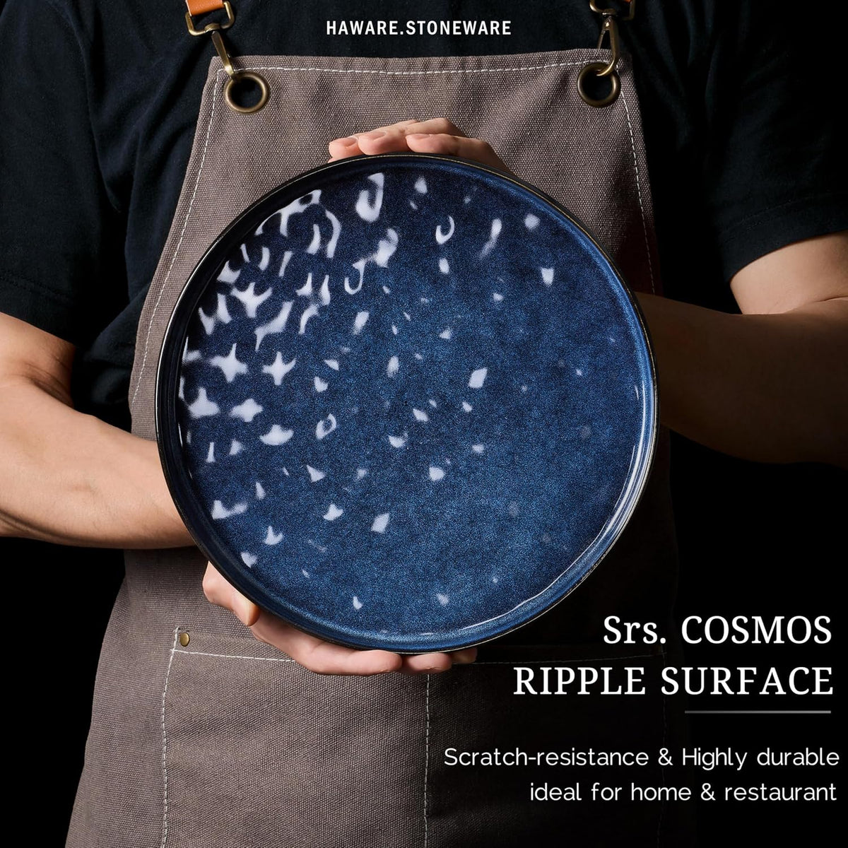 HaWare Dinnerware Sets, 18-Piece Plates and Bowls Set, Reactive Starry Blue