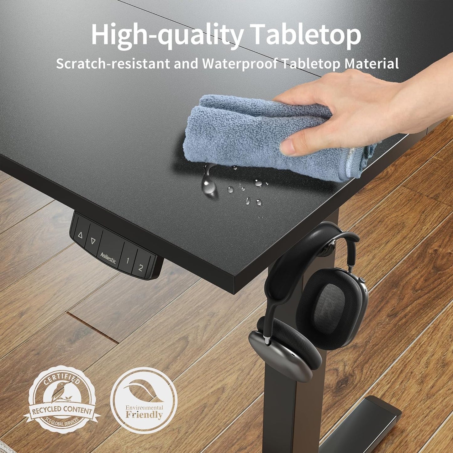 Agilestic Electric Standing Desk, 48 x 24 Inches Height Adjustable Desk, Sit Stand up for Work Office Home, Ergonomic Rising Computer Table with Memory Preset, Black