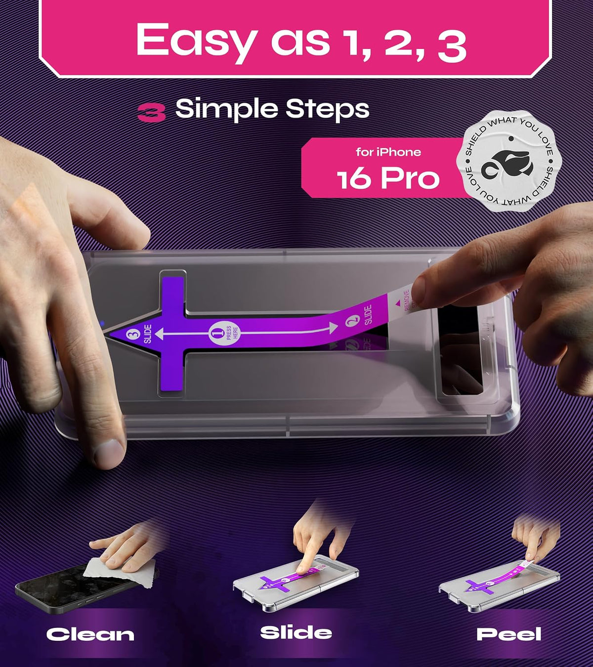 Defenslim Screen Protector for iPhone 16 Pro (2Pack), Easy Auto-Align Install Kit, 6.3" Tempered Glass, 9H Hardness, Ultra HD Clear, Case Friendly, EasyShield
