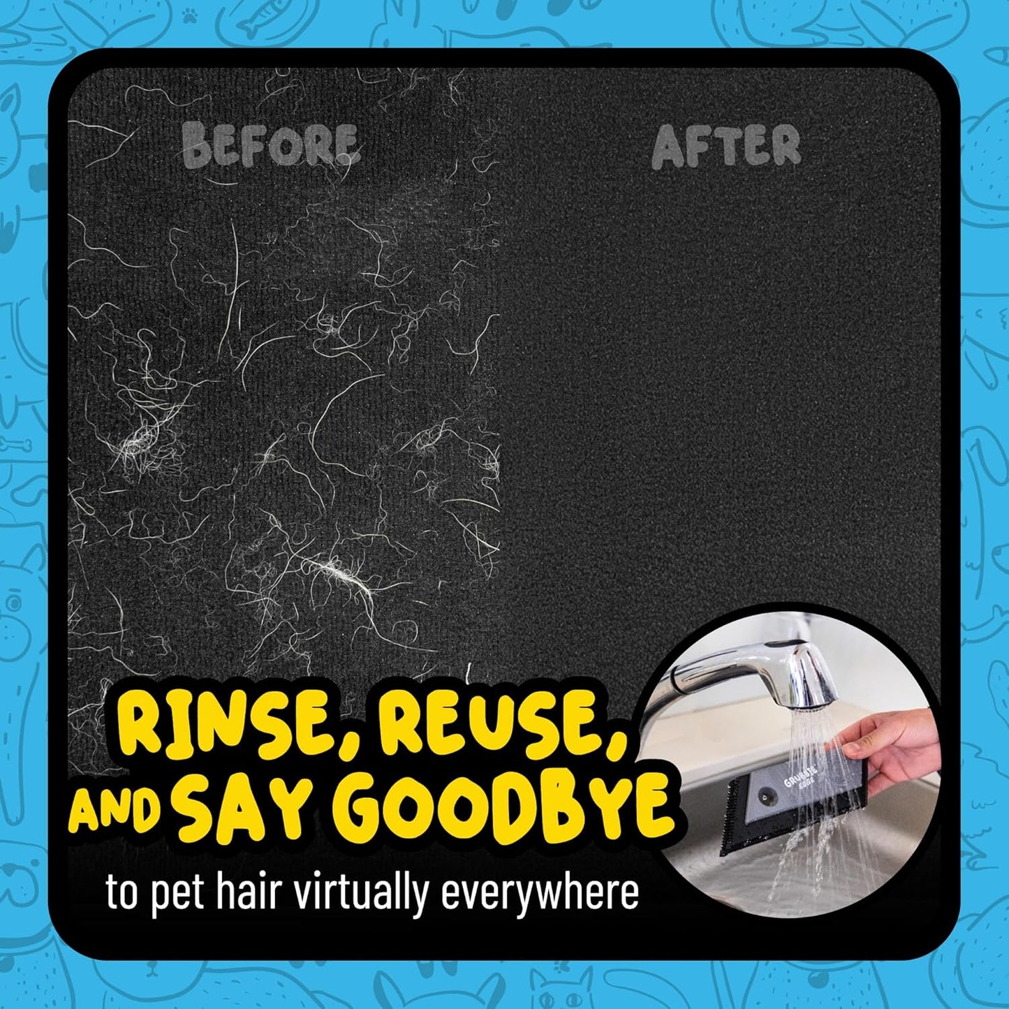 Chemical Guys Grubbie Edge Pet Hair Removal Tool – Reusable Pet Hair & Lint Remover for Car Interiors, Upholstery, Carpets, Seats, and Home Furniture – Removes Embedded Hair & Fur Fast