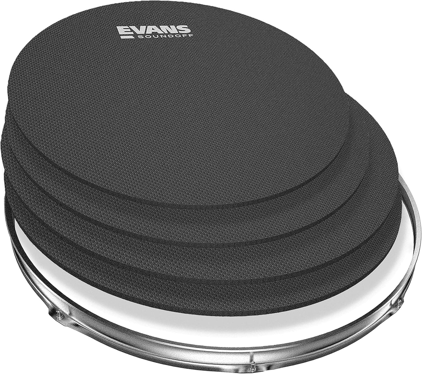 Evans Soundoff Drum Mute Pads - Full Box Pad Set - Mutes Pack - 3 Cymbals, 4 Tom/Snare, & 1 Bass - Great for Silencing Acoustic Kits to Practice - Fusion - 8-Pack