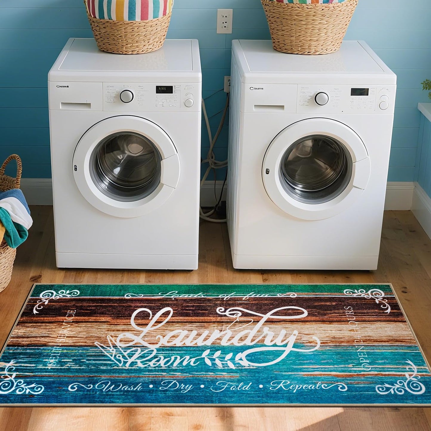 Laundry Room Rug 20"x47" – Stylish Non-Slip Runner Mat with TPE Backing, Durable & Washable Soft Laundry Rugs, Cushioned Comfortable Floor Mat for Laundry Room Organization, Kitchen Mat Runner Decor