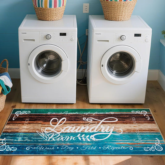 Laundry Room Rug 20"x47" – Stylish Non-Slip Runner Mat with TPE Backing, Durable & Washable Soft Laundry Rugs, Cushioned Comfortable Floor Mat for Laundry Room Organization, Kitchen Mat Runner Decor