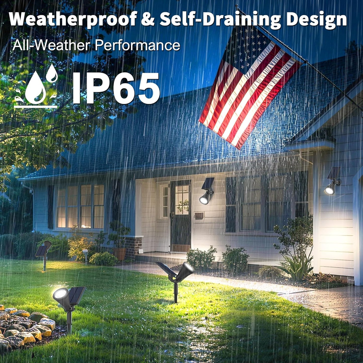 JEJOT 6 Pack Solar Lights Outdoor Waterproof,Cool White Light,2 Lighting Modes,Solar Powered Spotlights for Yard Garden Solar Spot Lights for Flag Landscape Auto On/Off
