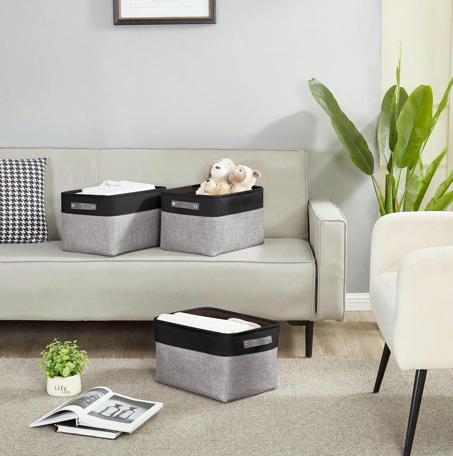 DECOMOMO Storage Bins, Large Fabric Storage Baskets for Shelves 4 Pack