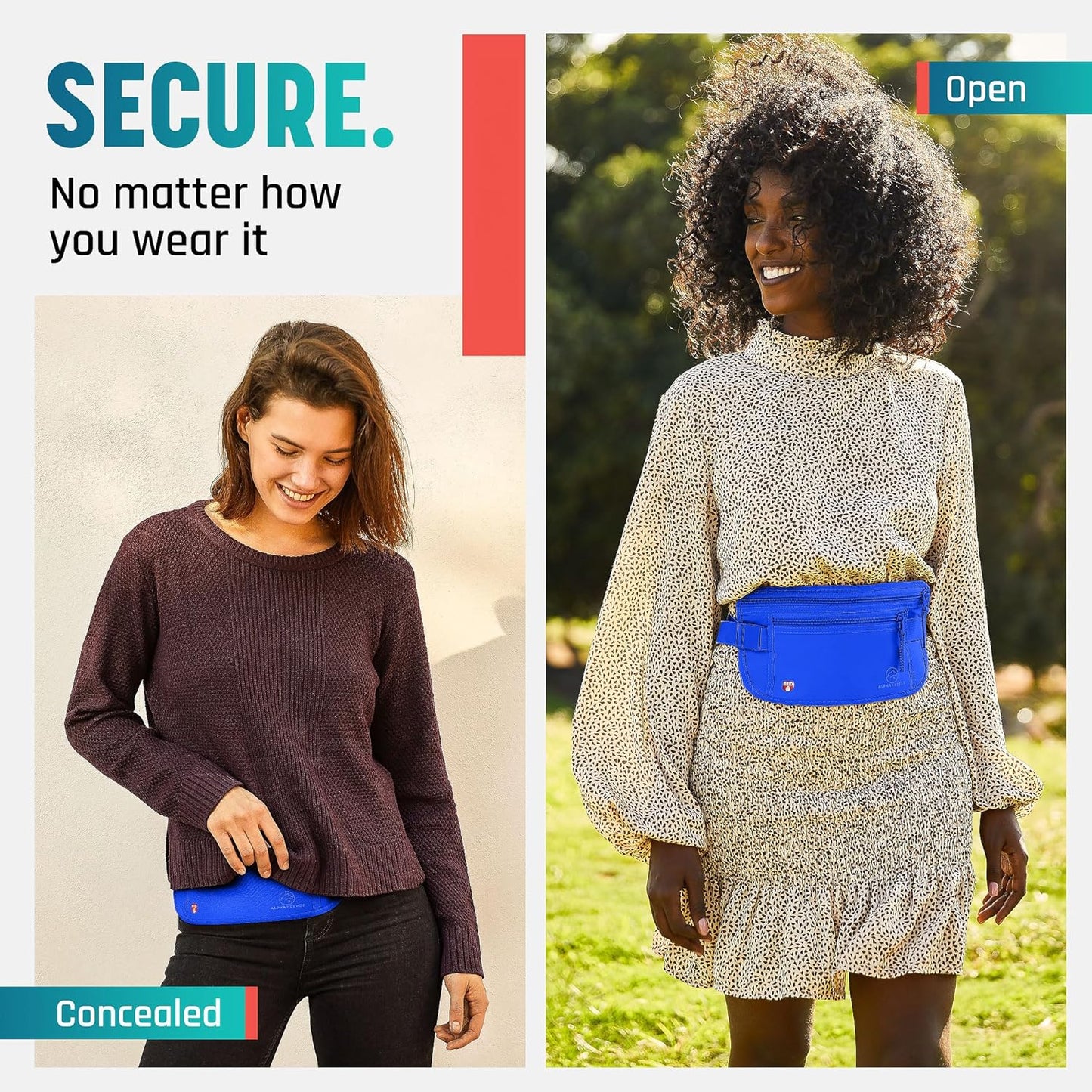 Alpha Keeper Money Belt for Travel Hidden Under Clothes – RFID Blocking Passport Holder & Slim Waist Wallet Pouch for Women & Men, Anti-Theft Travel Accessories
