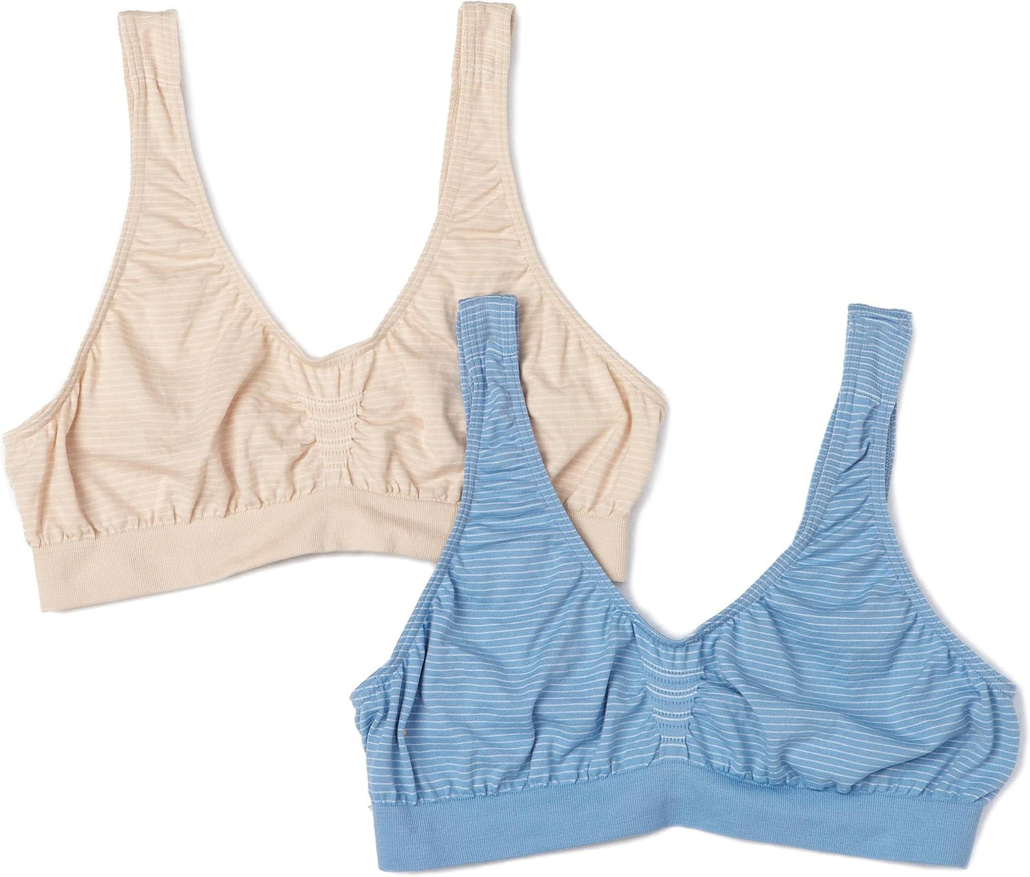 Bali Women's Microfiber Bralette Pack, Comfort Revolution Seamless T-Shirt Bra, Crop Top Bralette, 2-Pack