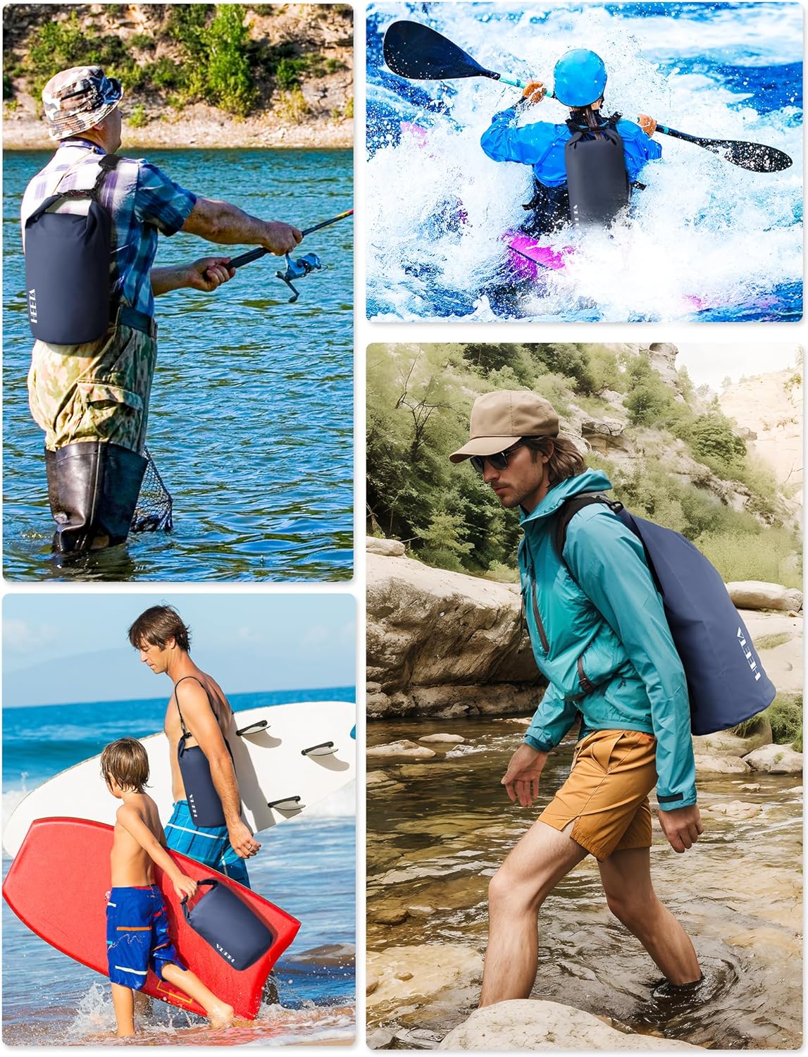 HEETA Waterproof Dry Bag for Women Men, 5L/10L/20L/30L/40L Roll Top Lightweight Dry Storage Bag Backpack with Emergency Whistle for Travel, Kayaking, Boating, Camping, Beach, Cruise Ship Essentials