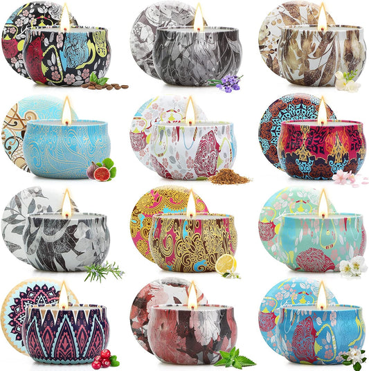 12 Pack Scented Candles Gifts for Women: Soy Wax Candles for Home Scented