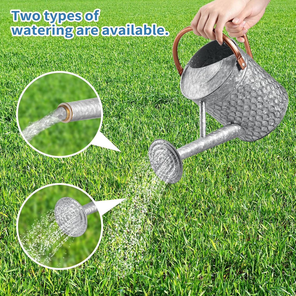 1 Gallon Metal Watering Can for Outdoor Indoor Plants, Galvanized Watering Can with Removable Spray Spout, Ideal for Garden Watering