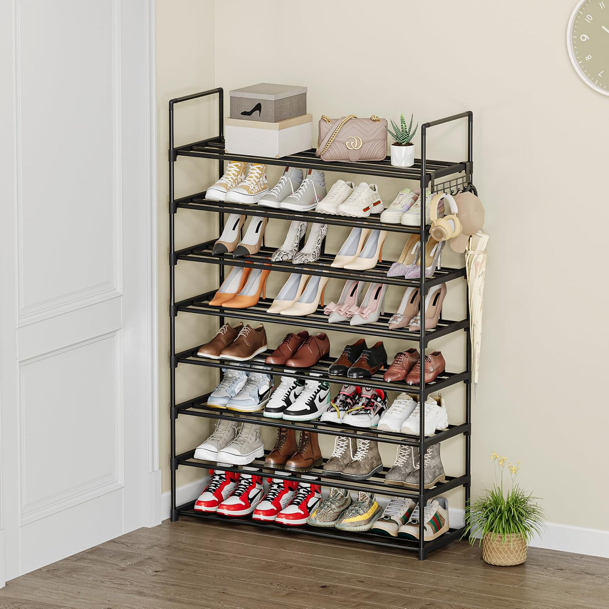 Shoe Rack, 8 Tier Tall Shoe Rack for Entryway, Shoe Orhanizer for Closet, Shoe Shelf, Shoe Stand for Front Door Entrance, Closet & Entryway.