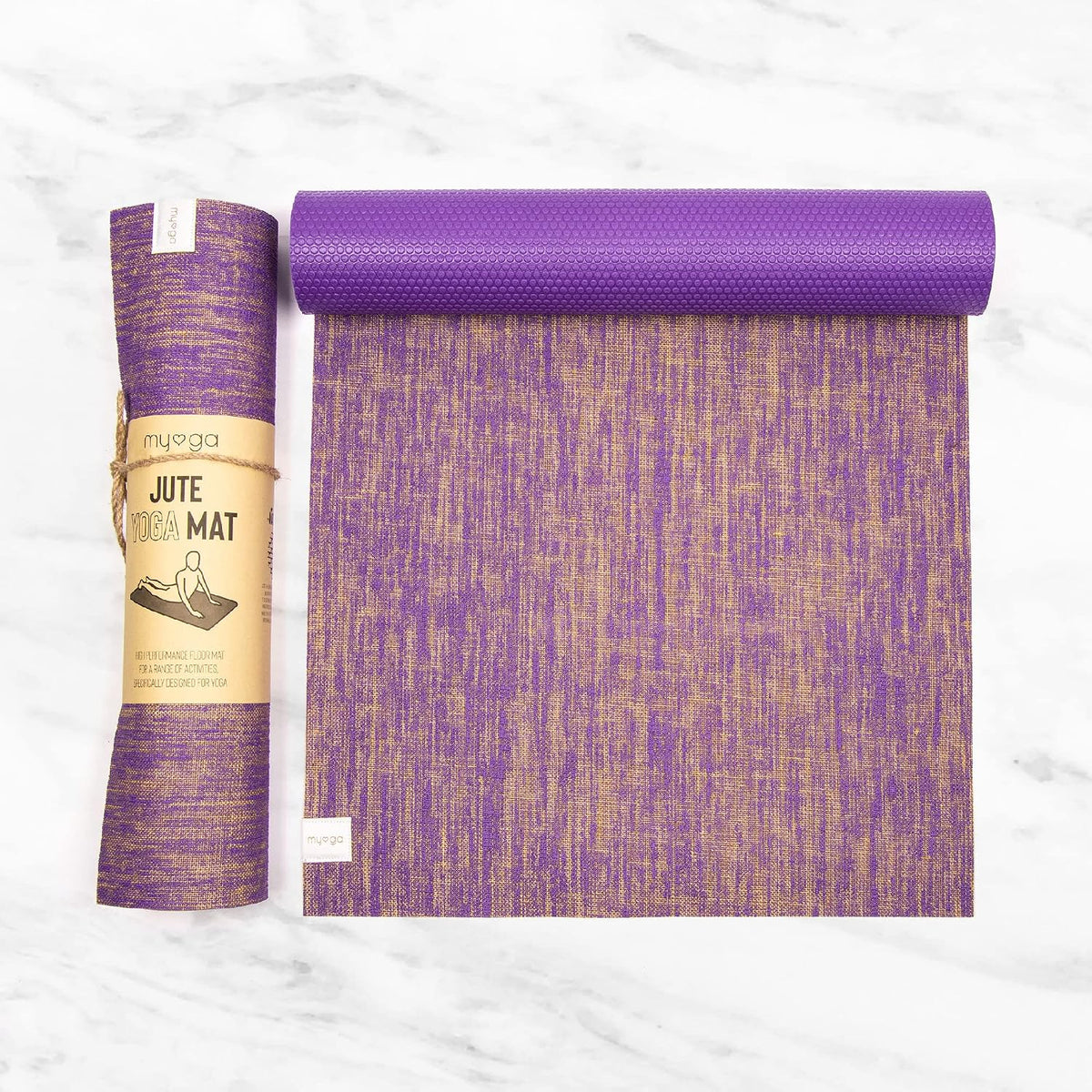 Myga Jute Yoga Mat, High Performance Vegan Floor Exercise Mat, Eco Friendly Biodegradable Yoga Mat with PVC Backing,72" x 24", 0.2" Thickness