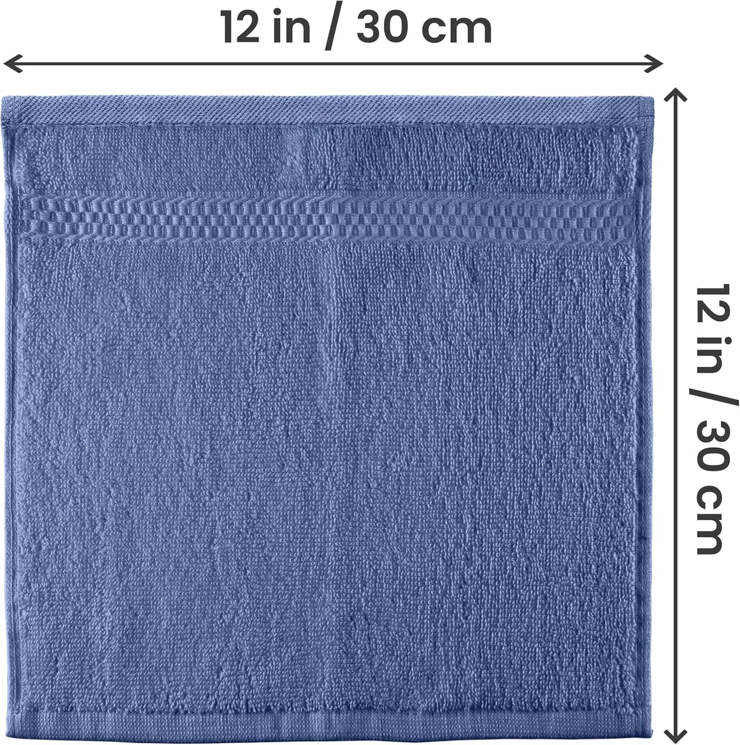 Utopia Towels 12 Pack Premium Wash Cloths Set, 12 by 12 Inches, 100% Cotton Ring Spun, Highly Absorbent and Soft Feel Essential Washcloths for Bathroom, Spa, Gym, and Face, Electric Blue