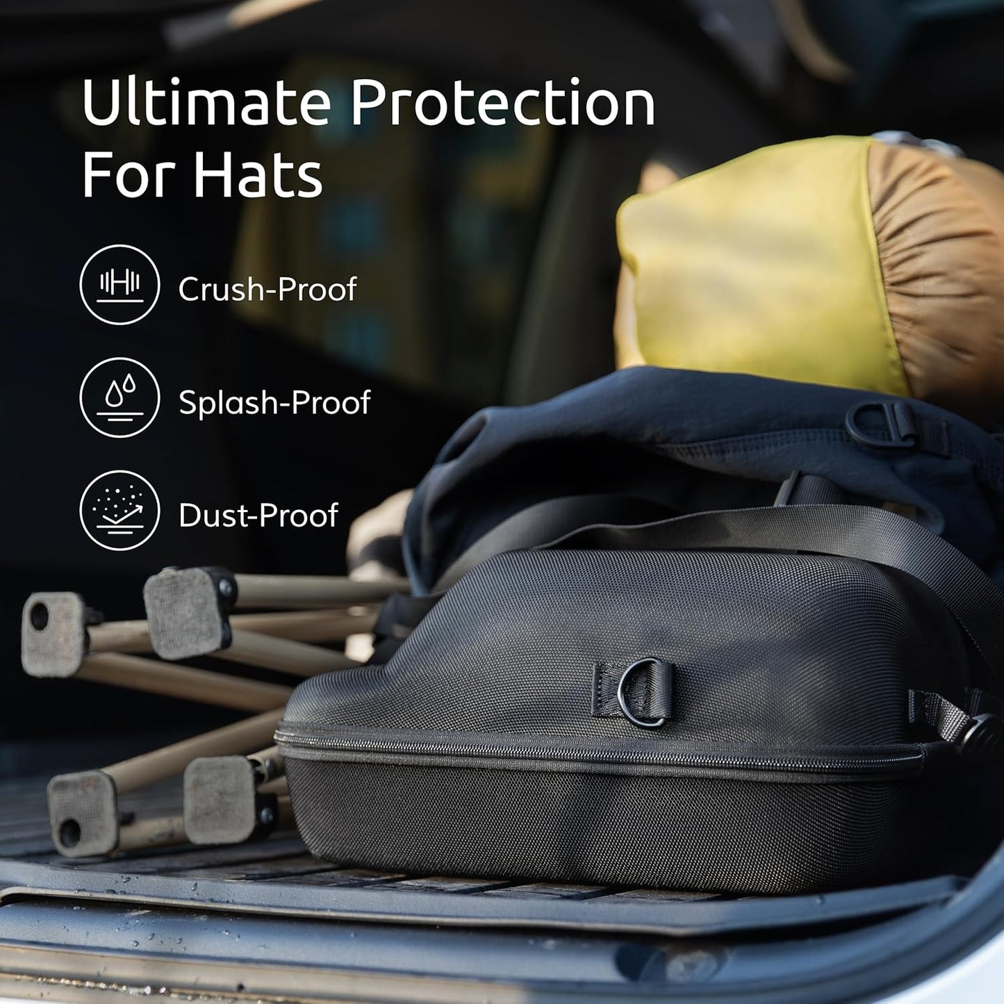 OZUECCR Hard Hat Travel Case – Storage for Baseball Caps with Carrying Handle and Adjustable Shoulder Strap, Hat Organizer Protects up to 6 Hats, for Travel and Home Storage (Inner Red)
