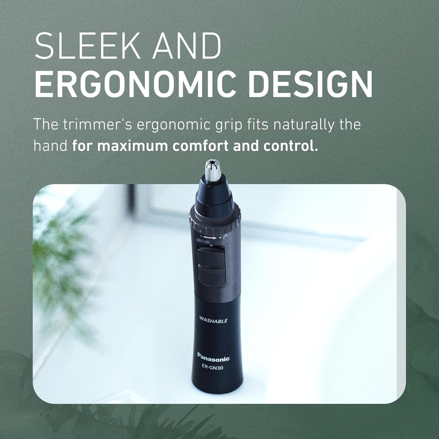 Panasonic Men’s Ear and Nose Hair Trimmer, Wet Dry Hypoallergenic Dual Edge Blade, Ear Hair Trimmer for Men - ER-GN30-H
