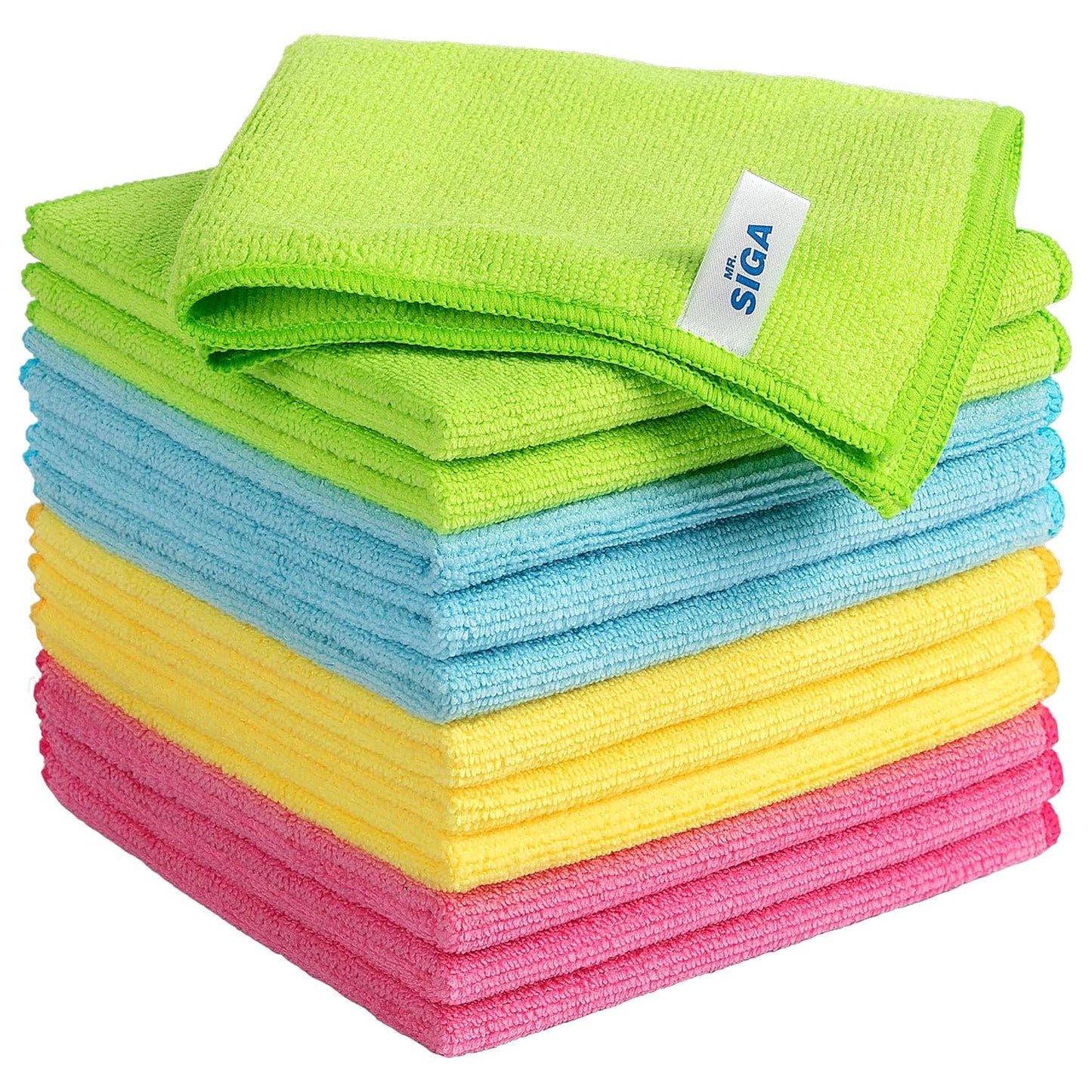 MR.SIGA Microfiber Cleaning Cloths, All-Purpose Microfiber Towels, Streak Free Cleaning Rags, Pack of 12, Purple, Size 32 x 32 cm(12.6 x 12.6 inch)