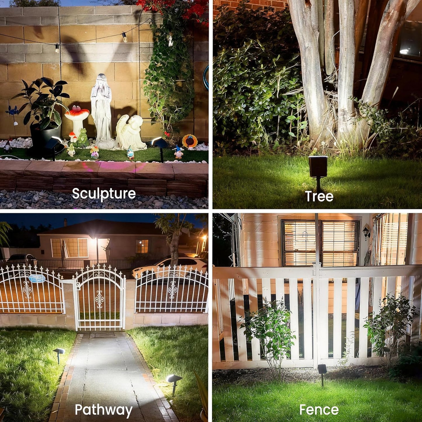 JEJOT Solar Spot Lights Outdoor Waterproof IP65,4 Pack,Cool Light,2 Lighting Modes Selectable, Solar Powered Yard Garden Solar Spot Lights for Outside Landscape Auto On/Off