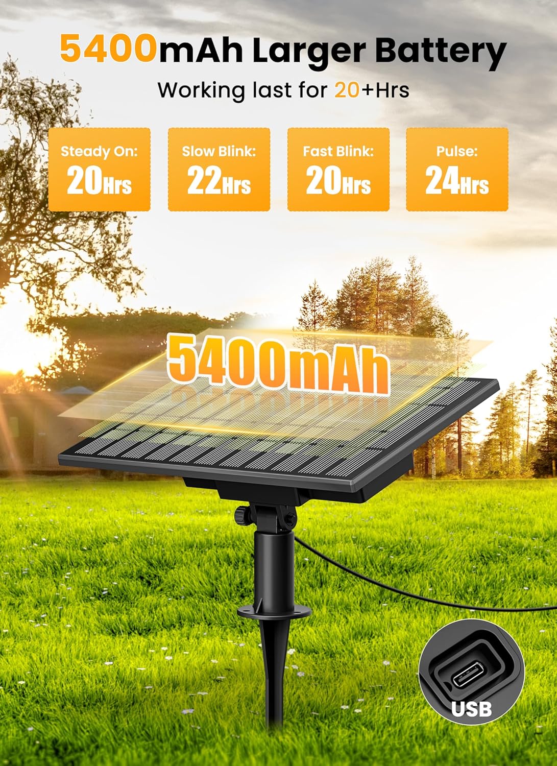 Brightown 108FT 52LED Solar String Lights Outdoor with Remote & USB Port, Shatterproof Bulbs, Dimmable & Timable, 3 Modes, Patio Lights Solar Powered with Mount Clips for Camping Backyard Garden Decor